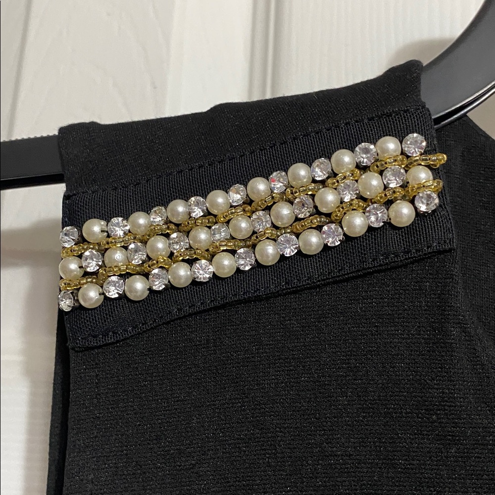 Vivienne Tam dresses black sleeveless Pearl rhinestone little black dress LARGE - Picture 6 of 12